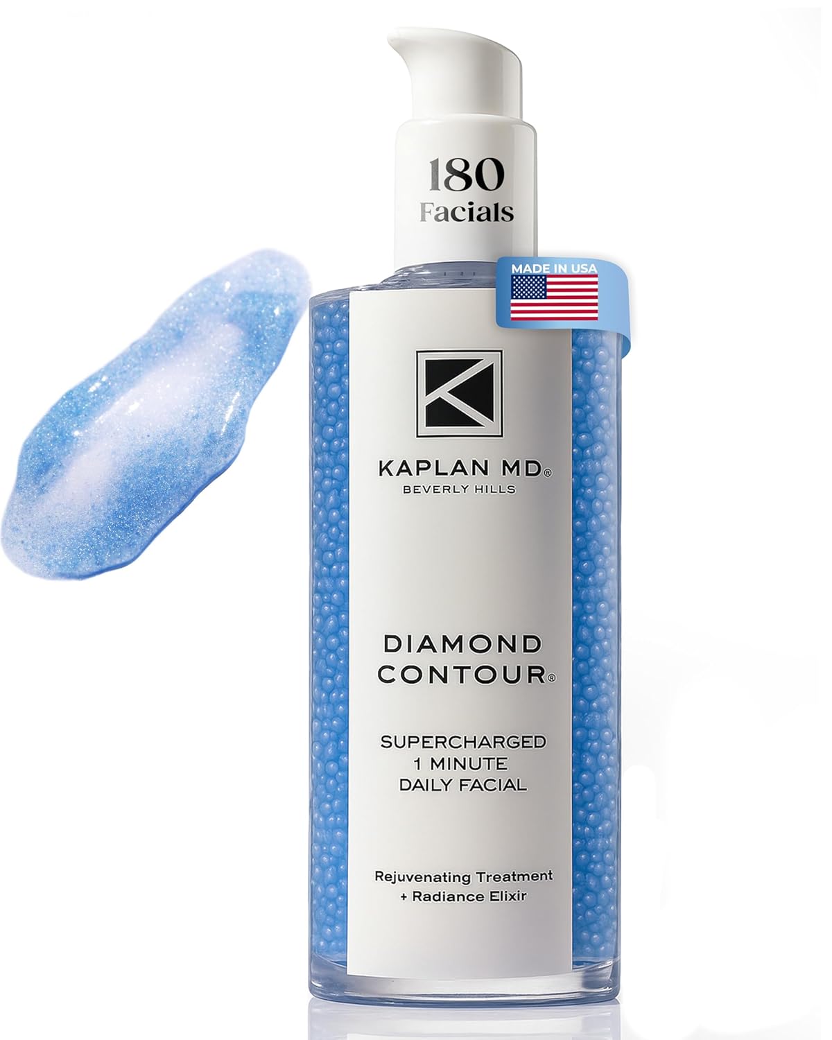 KAPLAN MD Diamond Contour Supercharged 1 Minute Daily Facial - Anti-Aging Serum for Face with Exfoliating Crushed Diamonds & Fruit Enzymes - Radiant & Smooth Skin for Women of All Ages - 6.0 fl oz