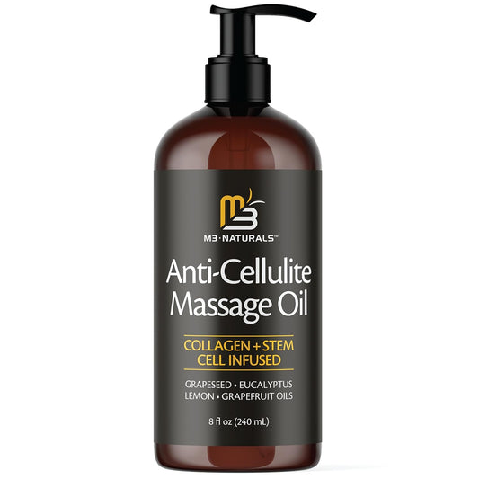 Firming Body Massage Oil with Collagen & Stem Cell – Helps Smooth The Appearance of Cellulite & Improve Skin Texture – Refreshing Aromatherapy Body Oil for Legs & Full Body – 8 Fl Oz by M3 Naturals