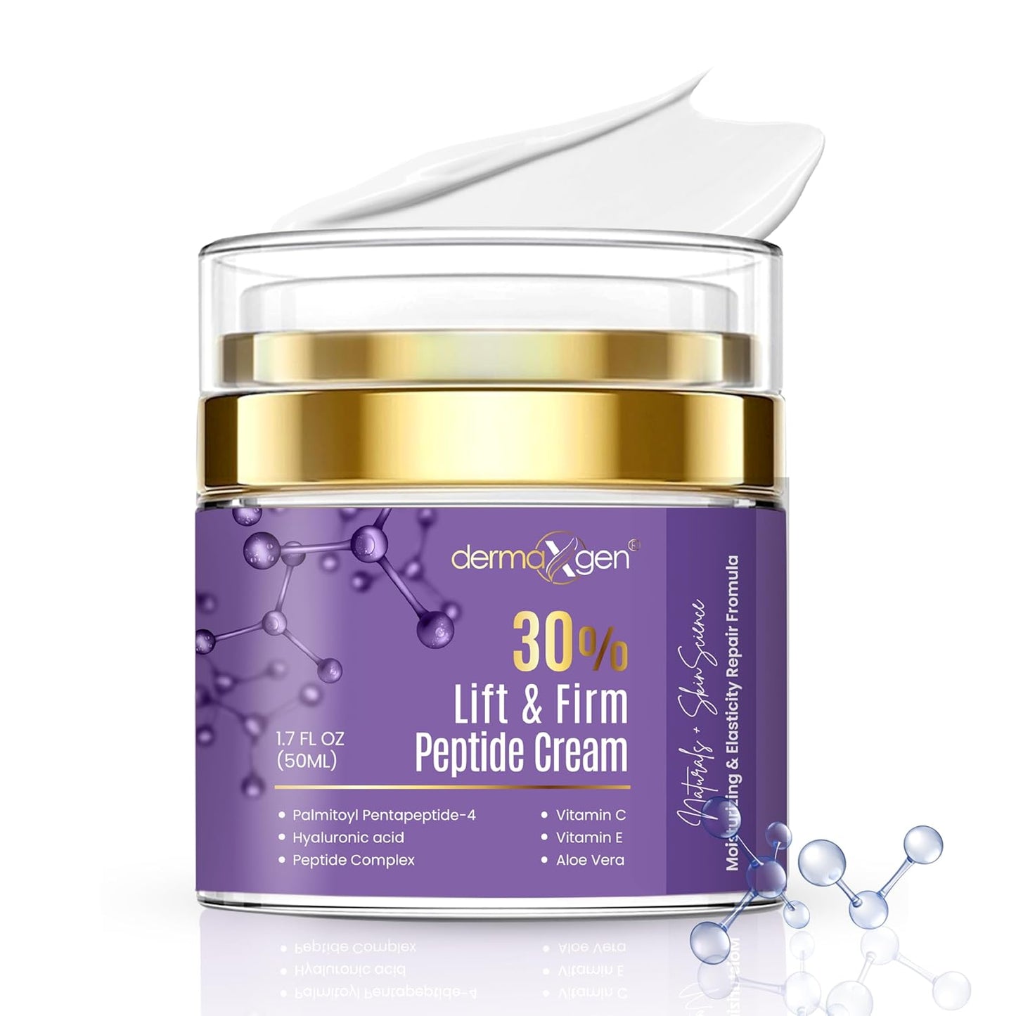 30% Lift & Firm Peptide Cream for Face - Organic Anti Aging Firming Cream for Wrinkles and Fine lines - Hydrating Formula with Matrixyl for Skin Firmness and Barrier Repair - 1.7 Fl Oz /50ML