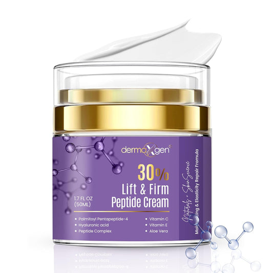 30% Lift & Firm Peptide Cream for Face - Organic Anti Aging Firming Cream for Wrinkles and Fine lines - Hydrating Formula with Matrixyl for Skin Firmness and Barrier Repair - 1.7 Fl Oz /50ML