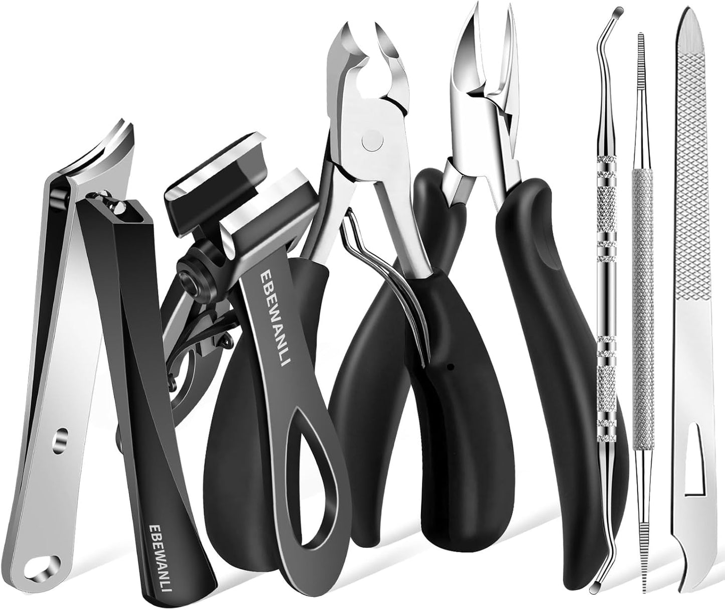 Toenail Clippers for Seniors Thick Toenails, Curved Blade Angled Nail Clippers and Straight Nail Clipper, Heavy Duty Ingrown Toenail Clippers, Large Toe Nail Cutter Clippers for Ingrown Nails