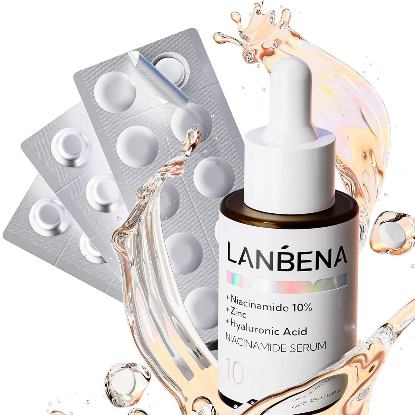 LANBENA Revolutionary Vitamin C Serum for Face, Illuminating Fcae Serum With Niacinamide, Brightening Anti-Aging Essence for Sensitive Skin, Non-Greasy, Reduces Dark Spots & Wrinkles (1.05 Oz)
