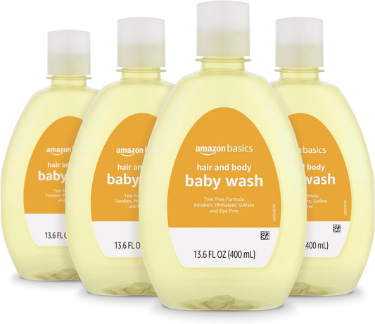 ND Basics Tear-Free Baby Hair and Body Wash, Lightly scented, 13.60 Fl Oz (Pack of 4)