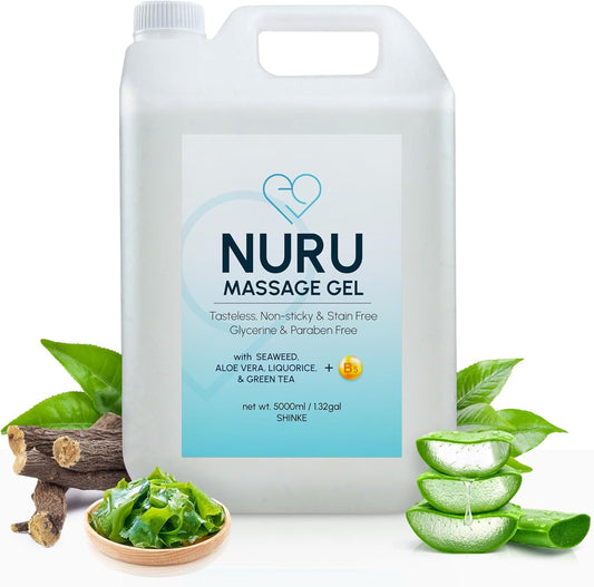 Nuru Massage Gel (1.32 gal) | Water-Based | Paraben & Glycerine Free | Formulated with Natural Seaweed, Green Tea, Liquorice Extract, Vitamin B5, & Organic Aloe Vera