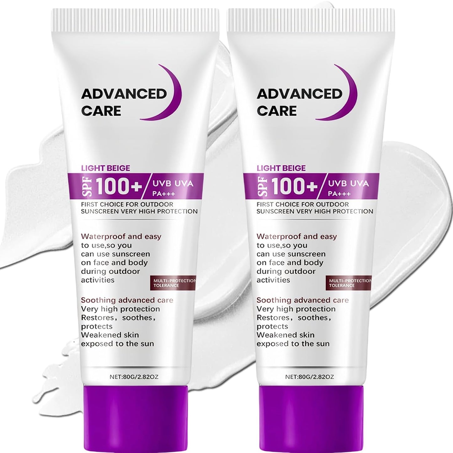 SPF 100 Sunscreen Duo Pack - 2Pcs 80G High SPF Sun Screen Protector for Face & Body - Waterproof Sport Sunscreen Lotion Travel Friendly