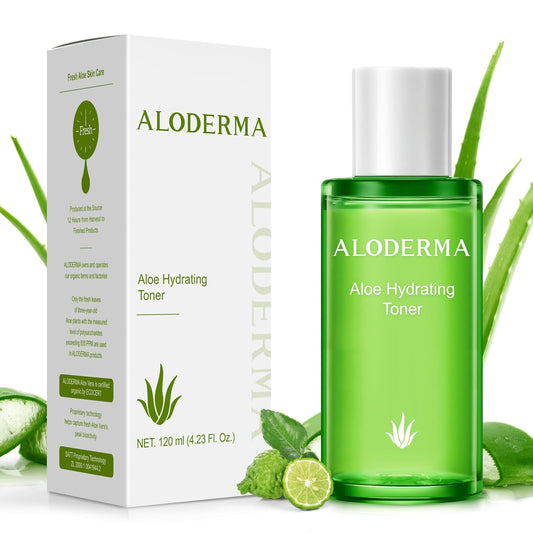 Aloderma Aloe Hydrating Facial Toner Made with 91% Organic Aloe Vera - Natural Pore Refining, Non-irritating, Alcohol-Free Moisturizing Toner for Face with Hyaluronic Acid for All Skin Types, 4.2oz