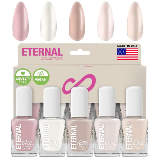Eternal Pastel Nail Polish Set for Women (CLASSIC ME) - Nude Nail Polish Set for Girls - Lasting & Quick Dry Pink Nail Polish Kit for Home DIY Manicure & Pedicure - Made in USA, 13.5mL (Set of 5)