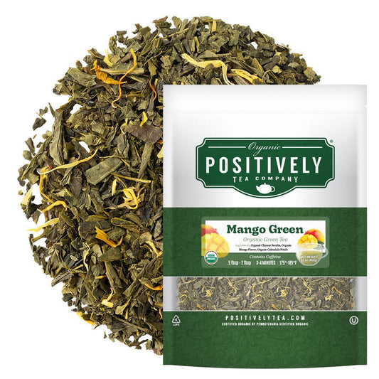 Organic Positively Tea Company, Mango Green, Green Tea, Loose Leaf, 16 Ounce