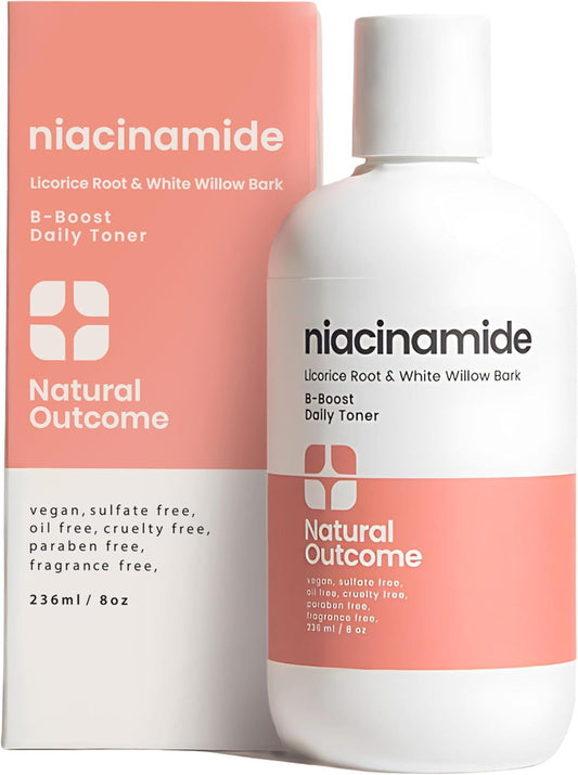 Natural Outcome Niacinamide Toner for Face | Radiance Boosting Toner - with Salicylic Acid & Aloe Vera | Advance Toning Solution Rejuvenates Skin & Minimizes Pore Appearance | Fragrance Free | 8 oz