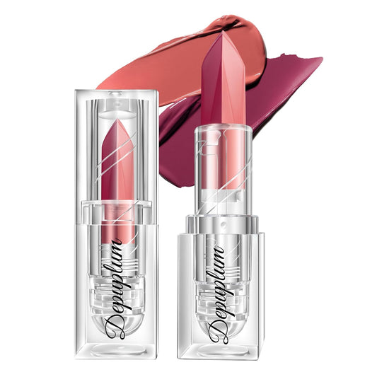 2 in 1 Rose Red Lipstick Nude Lipstick Matte Dual Sided Waterproof Lipsticks for Women One Stroke Two-Tone Long Lasting Lip Stick for Christmas Halloween,DU-K5