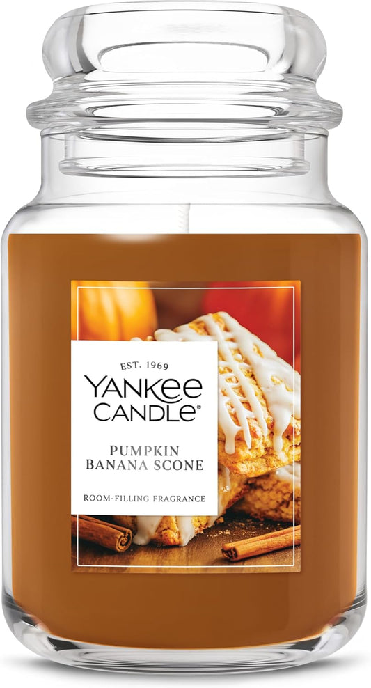Yankee Candle Pumpkin Banana Scone, Fall Scented Candle, 22oz Large Jar with up to 150 Hour Burn Time