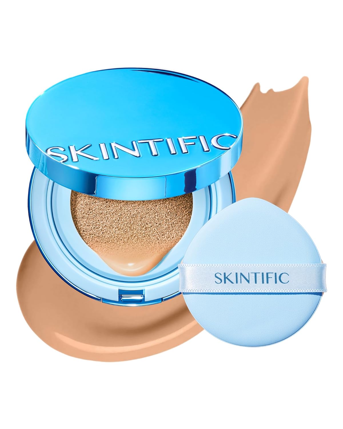 Velvet Matte Cushion Foundation Blue Ultra Cover Powder Foundation, 12h Oil-Control, Lightweight, Long-Lasting, Waterproof Korean Cushion Makeup (04 Beige)