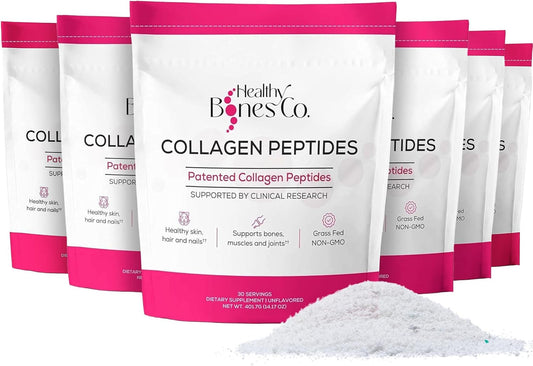 FORTIBONE Premium Bone Health Collagen Peptides w/FORTIGEL, VERISOL, TENDOFORTE | Clinically-Supported for Bones Joints Skin Hair Nails | Hydrolyzed Collagen Complete Anti-Aging Formula | 6 Pack