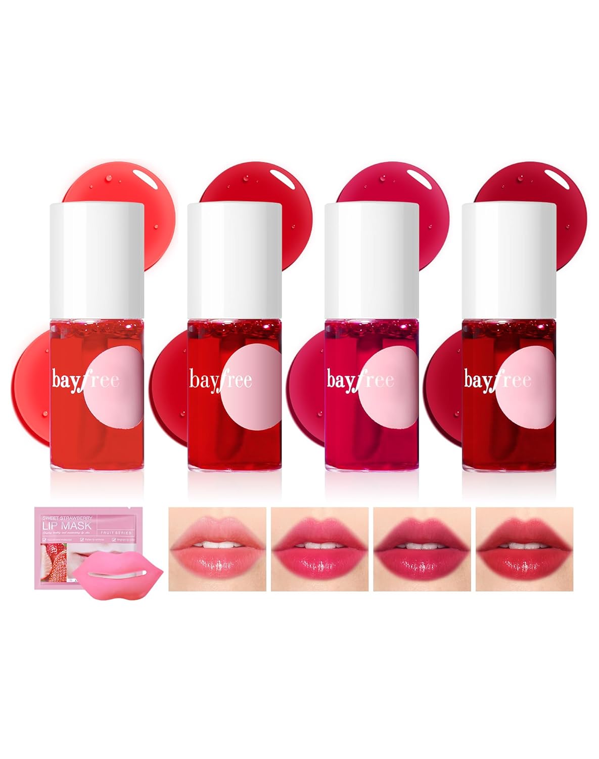 bayfree Lip Tint Stain Set, Lip Stain Long Lasting Lightweight Waterproof, Transfer-Proof, Non-sticky, Lip Makeup Matte Finish