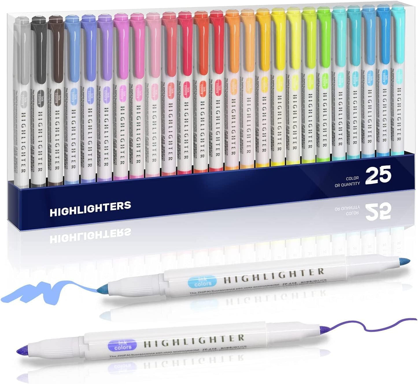 YOOUSOO 25 Pack Pastel Highlighters Assorted Colours, Dual Tip Bible Highlighter, Chisel Tip Mild Highlighters No Bleed Fluorescent Highlighter Pens for School Student Office Journals