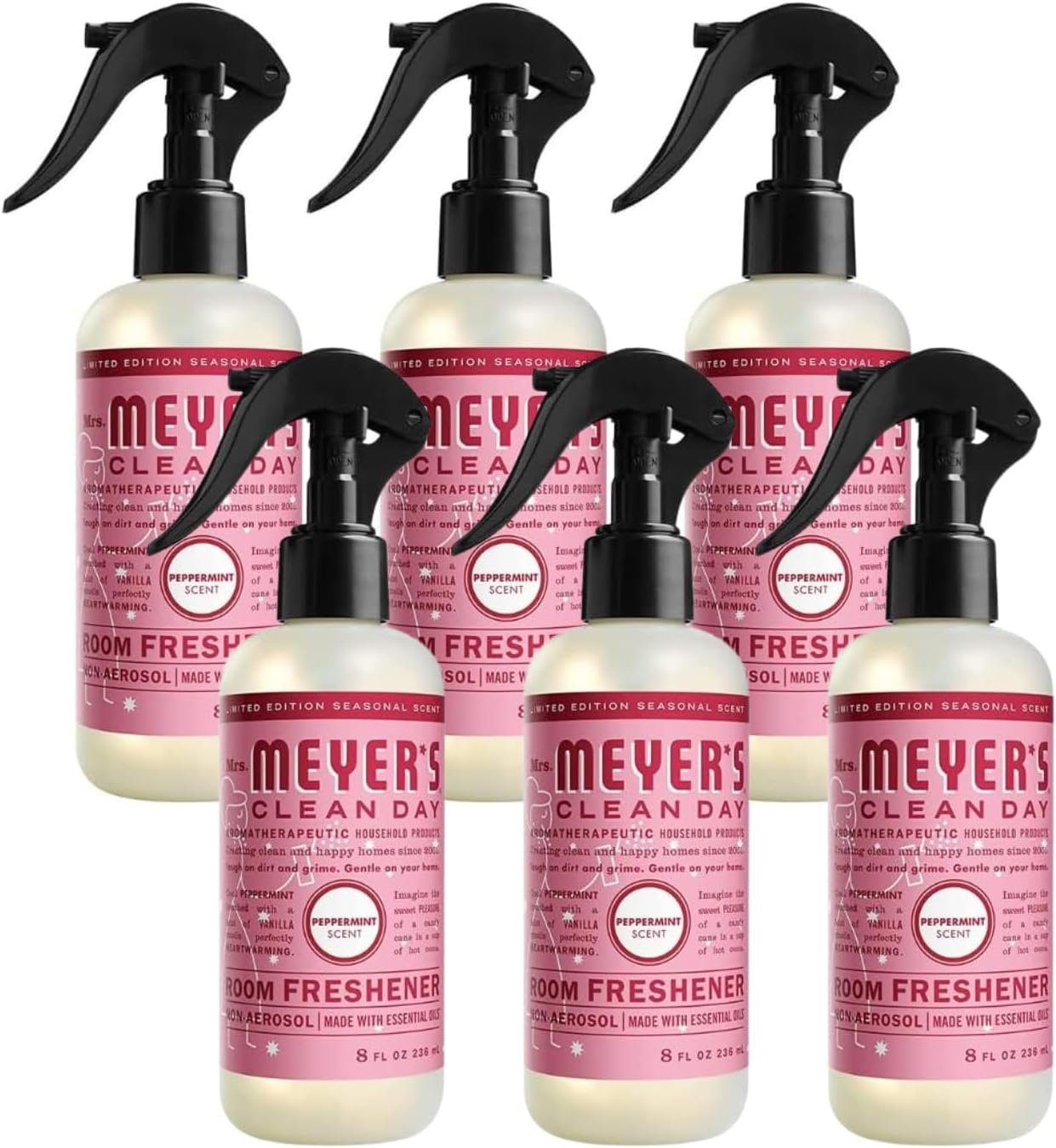 Mrs. Meyer's Clean Day Peppermint Scent Room Freshener, Cruelty Free, 8 Ounce (Pack of 6)