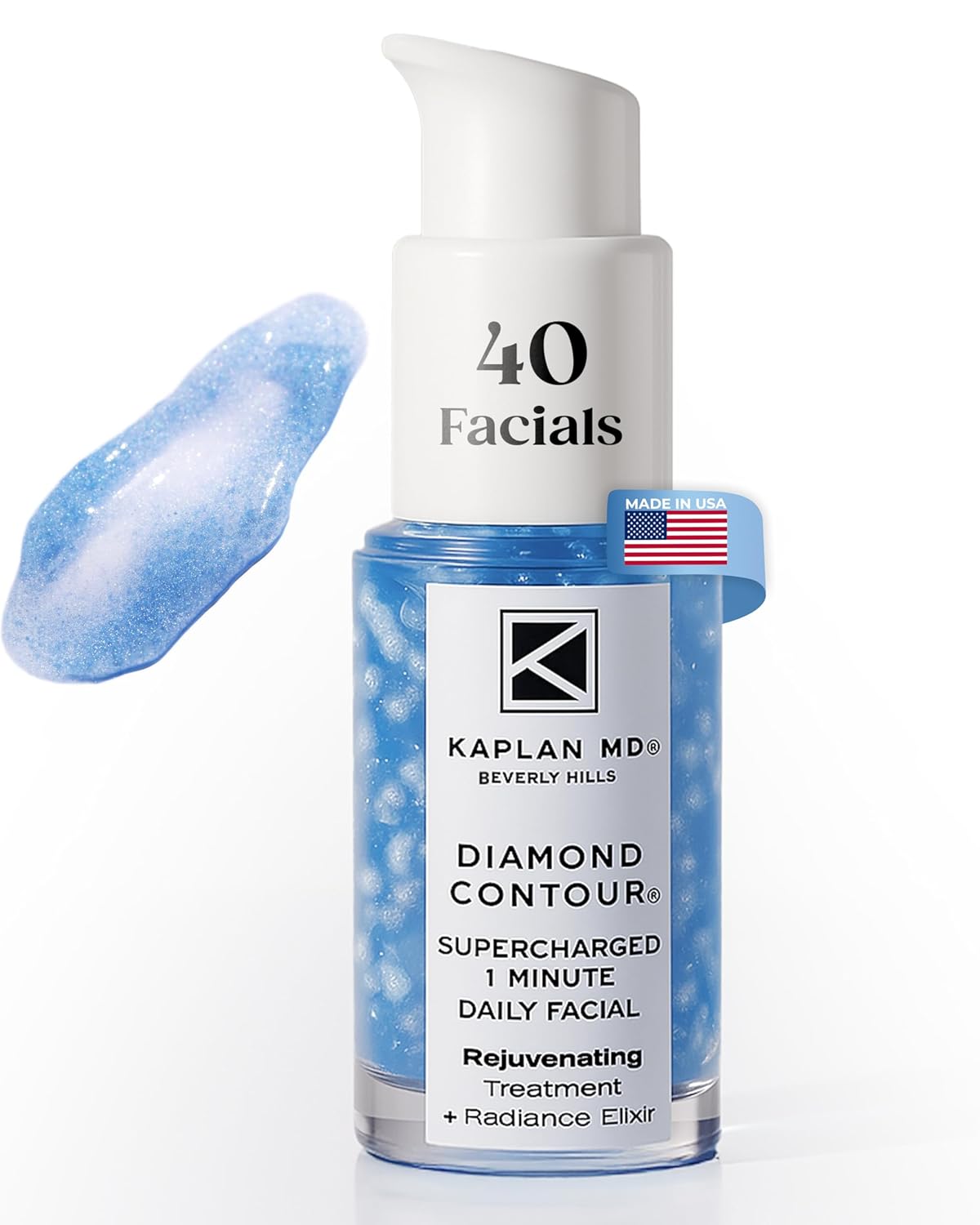KAPLAN MD Diamond Contour Supercharged 1 Minute Daily Facial - Anti-Aging Serum for Face with Exfoliating Crushed Diamonds & Fruit Enzymes - Radiant & Smooth Skin for Women of All Ages - 1.35 fl oz