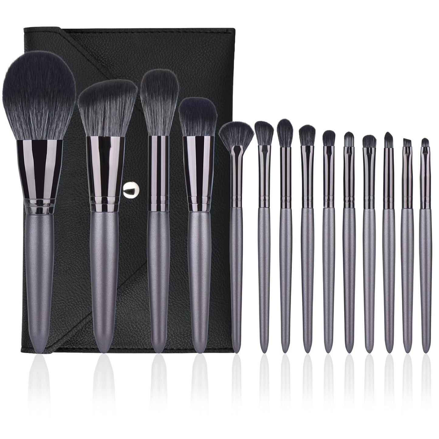 Professional Makeup Brush Set 14Pcs Makeup Brushes Kit Foundation Eyeshadow Powder Blending Eyebrow Eyelash Kabuki Brushes Cosmetic Brushes Travel Kits With Leather Bag Gift