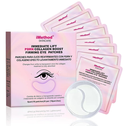 iMethod PDRN Collagen Boost Eye Mask - Under Eye Patches, Instant Lift Under Eye Mask for Reduce Fine Lines & Wrinkles, Firming Eye Patches for Puffy Eyes, Eye Bags, Dark Circles, 8 Pairs