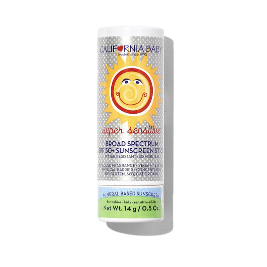California Baby Super Sensitive SPF 30+ Sunscreen Stick | Broad Spectrum | Unscented Hypoallergenic Mineral Sunscreen | Titanium Dioxide | 14g / 0.5oz