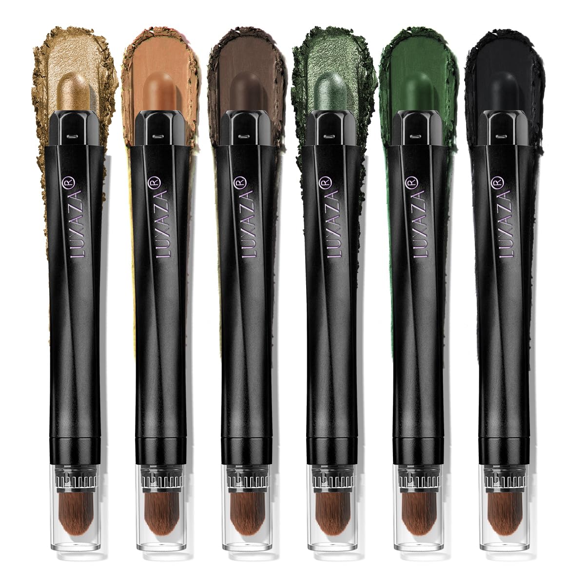 FIREFLIES LIGHT Eyeshadow Stick Makeup 6PCS Set, Green Metallic Shimmer Matte Cream Eye Shadow Eyeliner Brightener Pencil Crayon - FIREFLIES LIGHT
