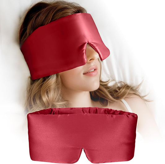 Silk Sleep Mask for Women and Men, Side Sleeper, 22 Momme Pure Mulberry Silk Total Blackout 100% Mulberry Eye Mask with Adjustable Headband Full Size, Eye Masks for Sleeping and Travel