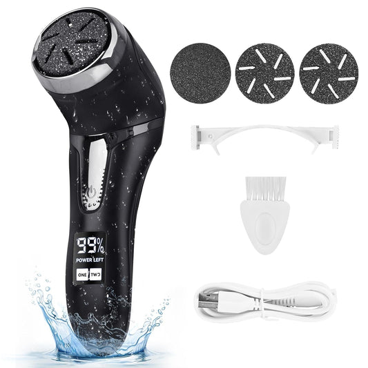 Electric Callus Remover for Feet with Vacuum, Premium Portable Pedicure Tools Rechargeable Waterproof 2 Speed Foot File Scrubber Callus Remover Tool Foot Care kit（Black）