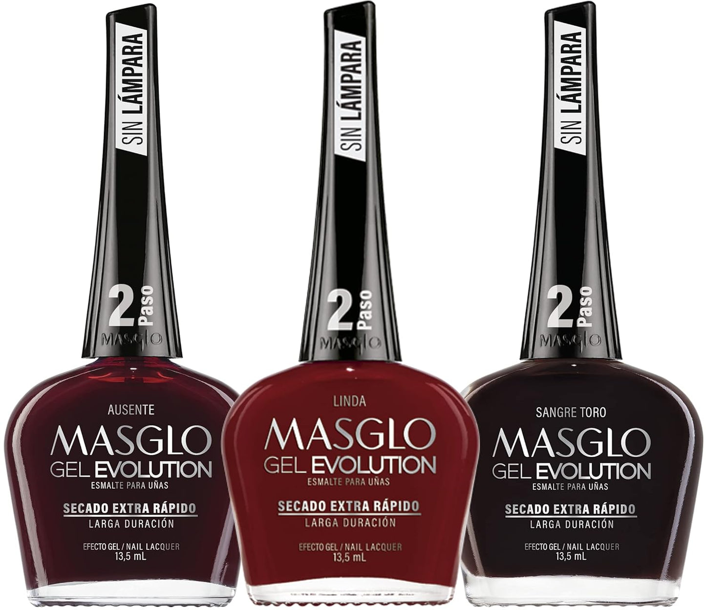 MASGLO Gel Evolution – Set of 3 Nail Polishes No UV/LED Lamp Needed, Fast-Drying, 12-Day Wear, 14-Free Formula, High-Gloss Finish, vegan (0.5 oz Each)