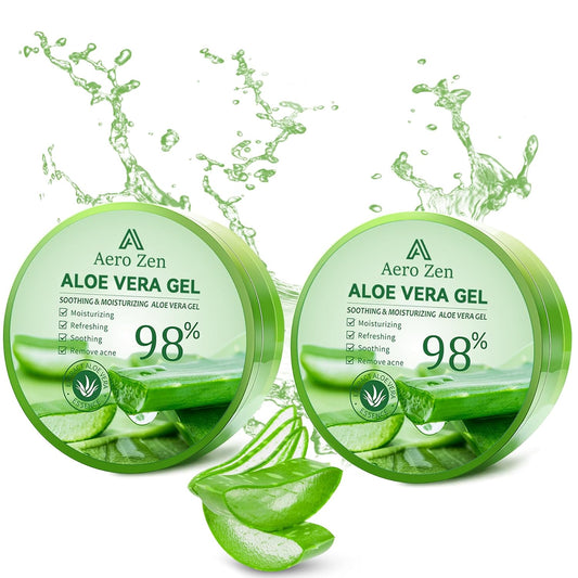 Organic Aloe Vera Gel for Face Made within 12 Hours of Harvest, 98% Pure Aloe Vera Gel for Skin, Scalp, & Hair, Soothing Aloe Face Moisturizer, Multipurpose Skin Care（20oz）