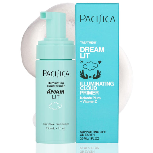 Pacifica Dreamlit Illuminating Foaming Primer with Vitamin C & Hyaluronic Acid – Hydrating Brightening Face Makeup Base for Glowing, Long-Lasting Foundation Wear – 1 fl oz Clean Beauty Vegan Formula
