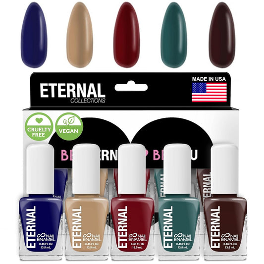 Eternal Beige Nail Polish Set for Women (ELEGANT) - Red Nail Polish Set for Girls - Lasting & Fast Dry Blue Regular Nail Polish for Home DIY Manicure Pedicure - Made in USA, 13.5mL (Set of 5)