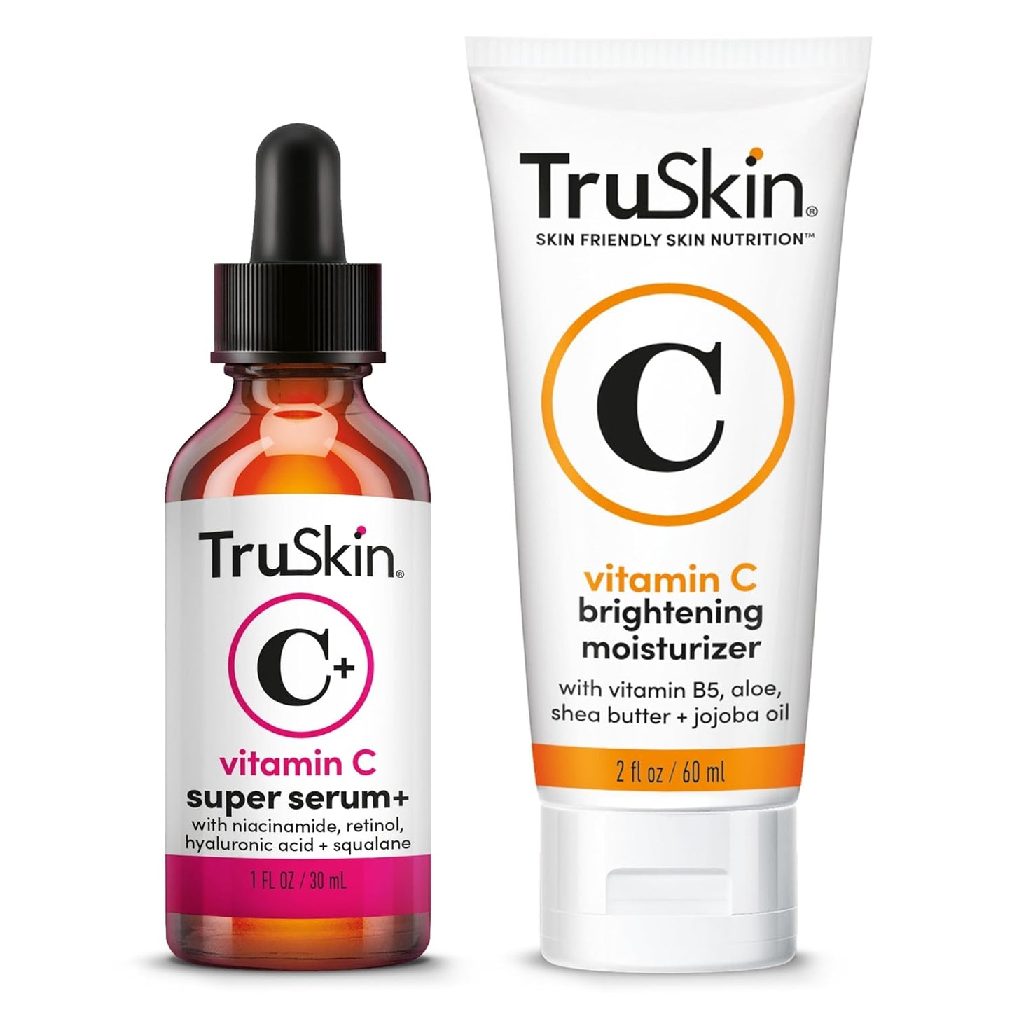 TruSkin Super C Duo with Vitamin C Plus Super Serum for Face, 1 fl oz & Vitamin C Brightening Moisturizer, 2 fl oz – Anti Aging Skin Care Gift Set for Hydrated, Smooth & Firmer-Looking Skin