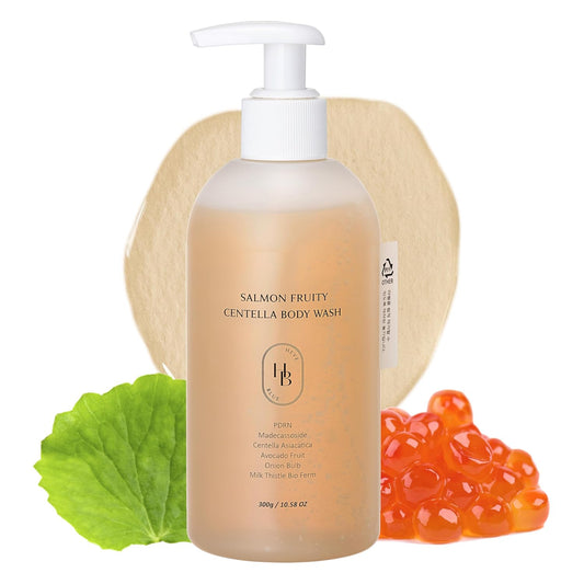 HEVEBLUE Salmon Fruity Centella Body Wash - Sensitive Skin, Korean Skincare, Bodycare, Hypoallergenic, Allergen-free Fragrance, PDRN, Salmon PDRN, Moisturizing, Natural Surfactants, K-Beauty