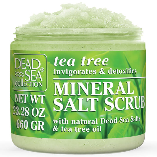 Dead Sea Collection Tea Tree Salt Scrub – Exfoliating Body Scrub for Women – Moisturizing and Nourishing Skin – with Pure Oils and Dead Sea Minerals (23.28 Oz)