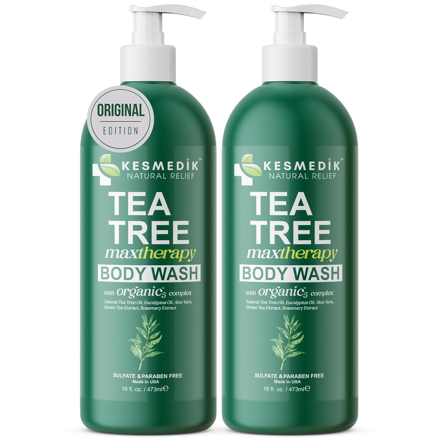 Tea Tree Body Wash MaxTherapy, Itchy Skin Relief, Tea Tree Oil Soap, Soothes Jock Itch, Athlete's Foot, Ringworm, Eczema, Psoriasis & Sensitive Skin, Men & Women, 2-Pack, Original Edition
