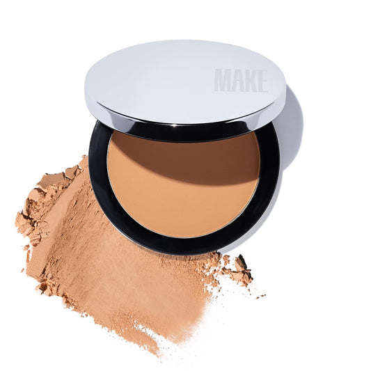 MAKE Beauty Diffusion Set, Translucent Setting Powder - Pressed Face Powder Compact for Smooth Matte Complexion. Sheer Coverage Finishing Foundation for Excess Oil. Shade - Tan