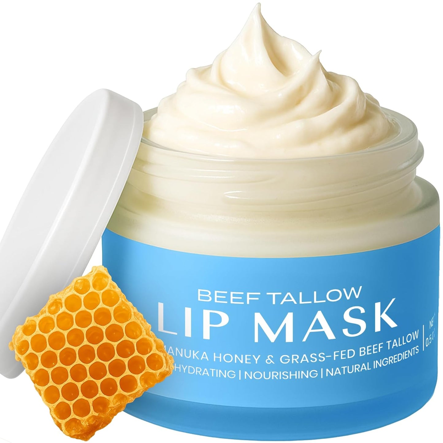 Body Restore Grass Fed Beef Tallow Lip Mask, Manuka Honey – Christmas Stocking Stuffers, White Elephant, Hydrating Moisture, Travel Essentials, Self Care, Birthday Gifts for Women, Men – Peppermint
