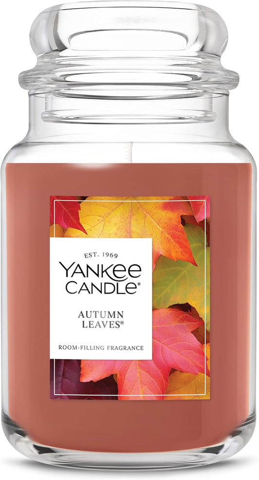 Yankee Candle Autumn Leaves, Fall Scented Candle, 22oz Large Jar with up to 150 Hour Burn Time