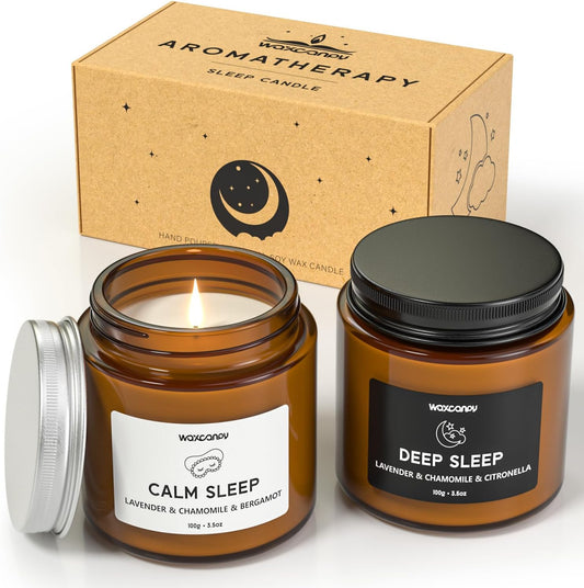 Scented Candle Gift Set, Soy Candles for Women, Sleep Candles for Home Scented, 2 Pack Aromatherapy Candle for Relaxing, Sleep, Stress Relief & Home Decor