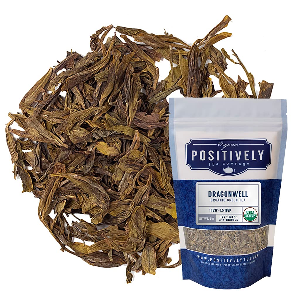 Organic Positively Tea Company, Dragonwell, Green Tea, Loose Leaf, 4 Ounce