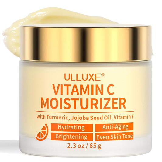 Vitamin C Face Moisturizer, Brightening & Anti-aging Face Cream with Turmeric for Dark Spots, Wrinkles & Uneven Tone, Glowing Skin Care Hydrating with Niacinamide & Squalane for All Skin Types, 2.3 Oz