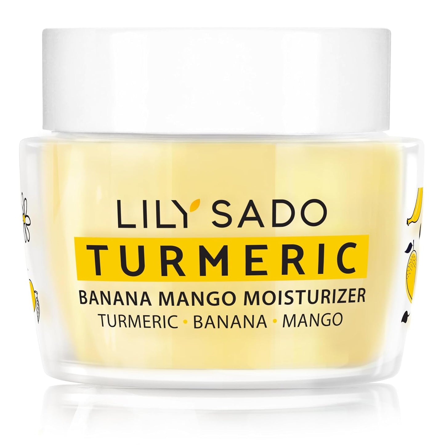 LILY SADO Turmeric Banana Mango Face Moisturizer - Luscious Creamy Nutrient-Rich Natural Daily Facial Cream w Chamomile & Rosemary - Vegan Anti-Aging Lotion For Wrinkles & Fine Lines