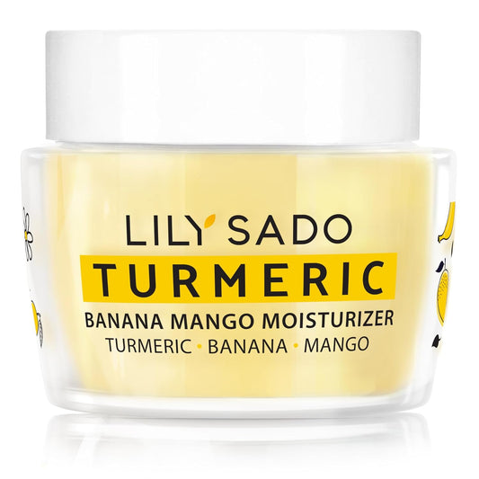LILY SADO Turmeric Banana Mango Face Moisturizer - Luscious Creamy Nutrient-Rich Natural Daily Facial Cream w Chamomile & Rosemary - Vegan Anti-Aging Lotion For Wrinkles & Fine Lines