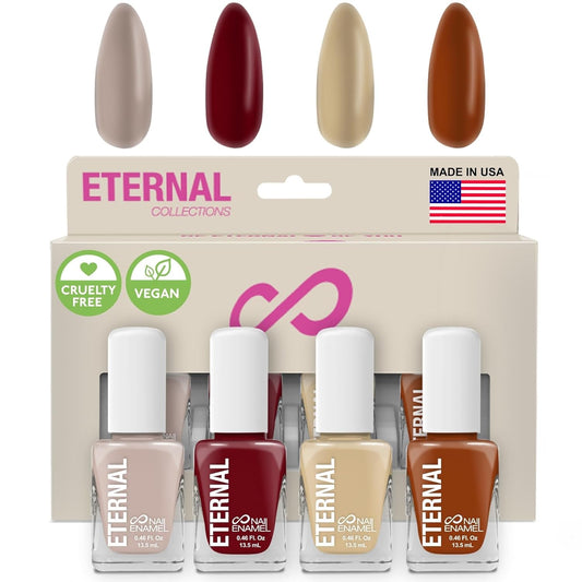 Eternal Nail Polish Set for Women (SIGNORINI) - Nail Polish Set for Girls - Long Lasting & Quick Dry Non Toxic Nail Polish Kit for Home DIY Manicure & Pedicure - Made in USA, 13.5mL (Set of 4)