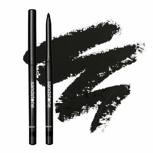 Sandstone Scandinavia Waterproof Eyeliner Pencil - Vegan Hypoallergenic for Sensitive Eyes - Smudge Proof Gel liner - Hypoallergenic Makeup (Black)