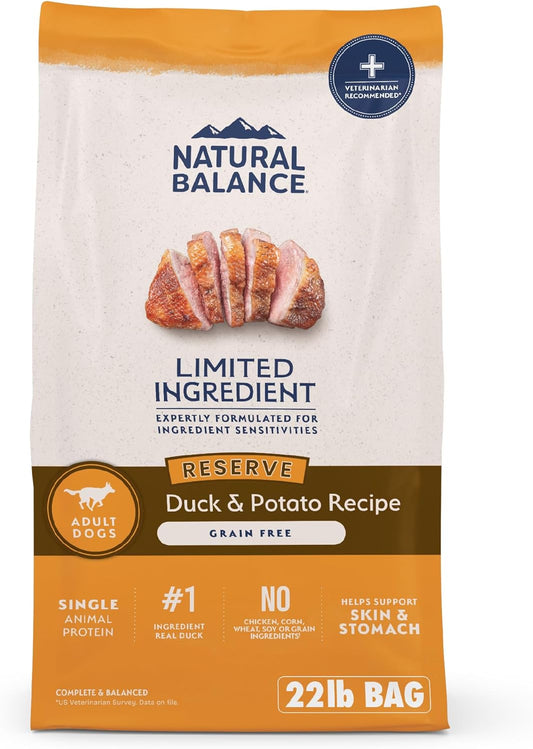Natural Balance Limited Ingredient Adult Grain-Free Dry Dog Food, Reserve Duck & Potato Recipe, 22 Pound (Pack of 1)