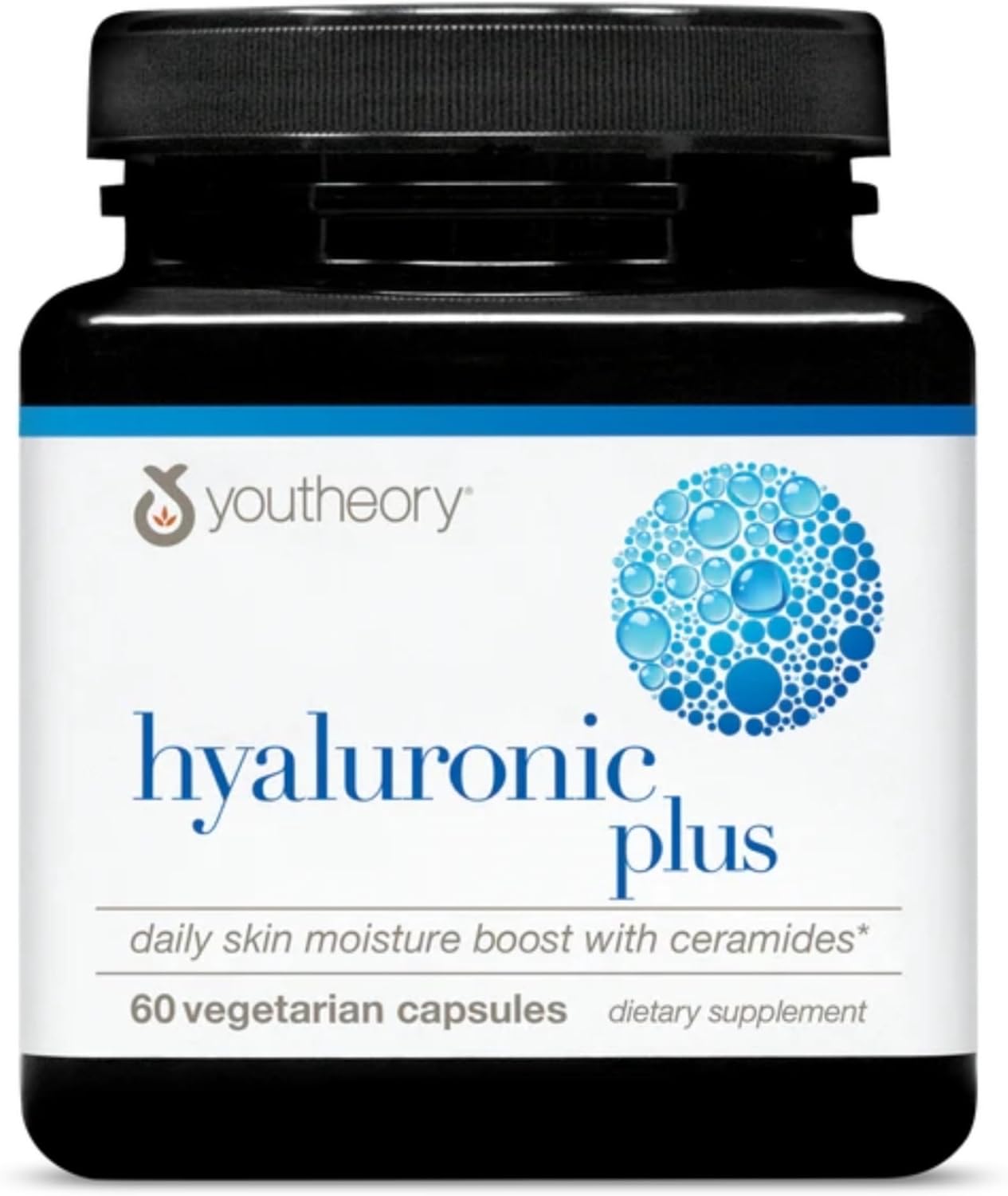 Youtheory Hyaluronic Plus - Hyaluronic Acid Supplement with Ceramides, Vitamin C, Biotin & More - Supports Healthy Skin* - 60 Vegetarian Capsules