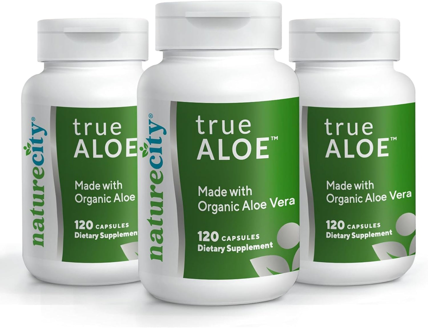 NatureCity True-Aloe 80,000mg Aloe Vera Gel Equivalent Per Serving– Made with Organic Aloe Vera (360 Capsules) Digestive, Skin and Joint Support|Small Easy-to-Swallow Pills