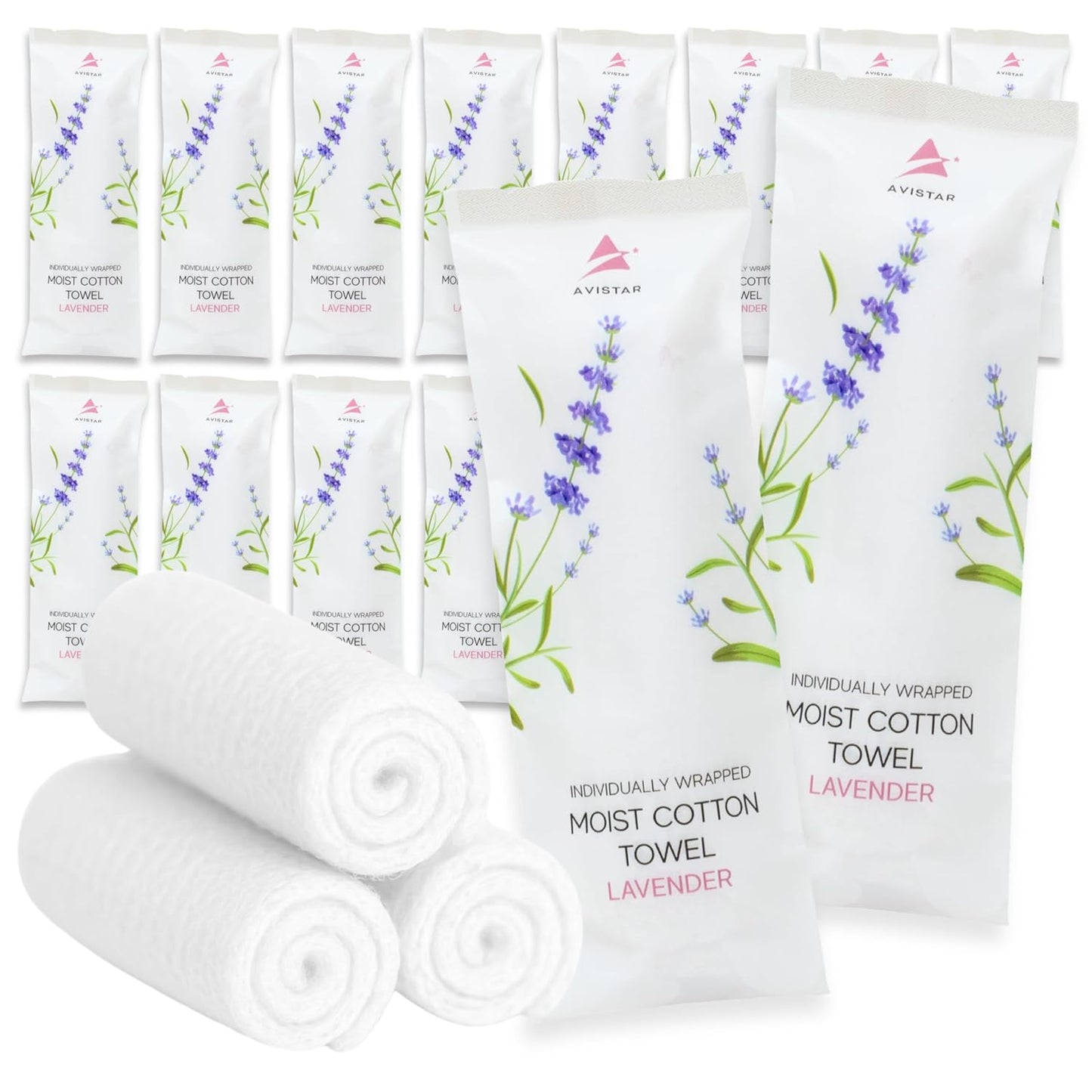 30 Hot or Cold Wrapped Moist Towels – 9'' x 9" Moist Towelettes Individually Wrapped Scented Disposable Face & Hand – Pre-Moistened Hand Wipes Soft Refreshing for Travel, Spa, Restaurant - Lavender
