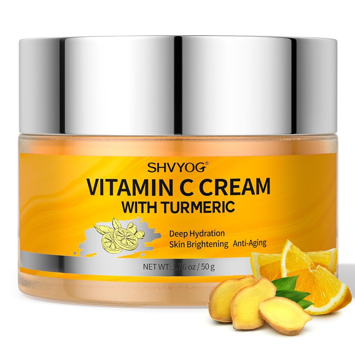 Vitamin C Face Moisturizer, Turmeric Vitamin C Face Cream, Anti-aging Hydration Skin Firming & Brightening Cream for Dark Spots, Wrinkles, Uneven Skin Tone, Vitamin C Lotion for Instant Glow, 1.76 OZ